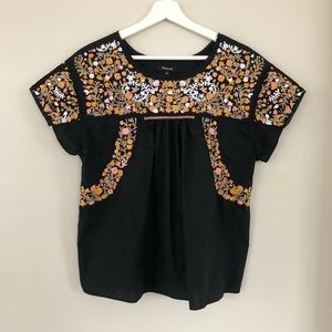 NWOT Madewell Embroidered Top True Black L Large